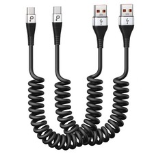 USB C Cable Fast Charging, 2Pack 3ft Coiled A to Type C 3FT, Silver picture