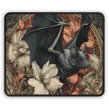 Gothic Bat surrounded by Vintage Flowers Gaming Mouse Pad picture