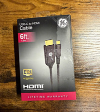GE USB-C Male to HDMI Male Cable 6 ft Black 4K@60Hz MPN 38188 picture