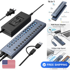 ACASIS 16 Port USB Hub Gray Aluminum 10Gbps Powered USB 3.2 HB16PRO picture