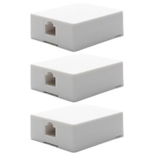 3x 1-Port RJ45 8P8C Network Ethernet Keystone Jack Wall Surface Mount Box White picture