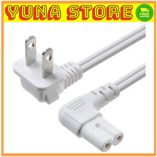 Universal 2 Prong Angled 18 AWG Power Cord - NEMA 1-15P to 3 Feet, White picture