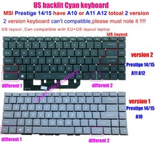 US Backlit Keyboard For MSI Prestige14 A10 A10SC MS-14C1 A11 A12 MS-14C4 MS-14C5 picture
