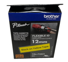 Brother TZe-FX631 Original Black On Yellow Label Tape 12mm x 8mt P-TOUCH 300/500 picture