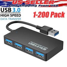 4-Port USB 3.0 Hub 5Gbps Portable Compact PC Mac Laptop Notebook lot Desktop picture