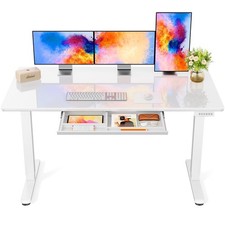 Glass Standing Desk 55x28 Adjustable Sit Stand Ergonomic White MSESD33W-US Home picture