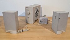 Labtec Computer Amplified Speakers LCS-2420 Vintage Beige 1990s w/ Subwoofer  picture