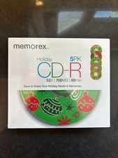 MEMOREX CHRISTMAS HOLIDAY 5PK CD-R SEALED NEW BLANK DISCS MEDIA 52X 700MB 80MIN picture