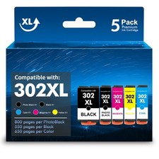 5PK 302XL T302XL Ink Cartridge for Epson 302 Expression XP-6000 XP-6100 Printer picture