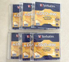 Verbatim lot of 6 New Blank DVD+RW 4x 120 min.  4.7GB Rewritable DVD Disc picture