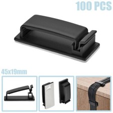 100 Pcs Cable Clips Self-Adhesive Cord Wire Holder Organizer Long Type 45x19mm picture