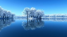 Landscape winter water nature snow reflection blue Custom Gaming Mat Desk picture