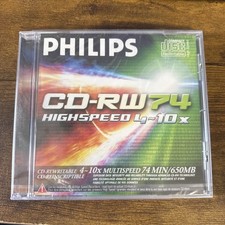 Philips CD-RW 74, Highspeed, Music, Audio Blank Recordable, Re-Writable, NEW picture