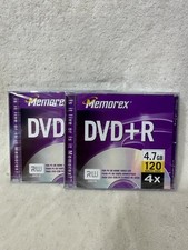 Lot of 2 Memorex DVD+R 4.7GB 120 Min 4X Blank Recordable Discs New Sealed Pack picture