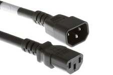 Heavy Duty AC Power Cord, IEC C14 to C13, 15A/250V, 14 AWG, 5', Extension Black picture