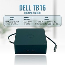 TESTED Dell K16A USB-C Thunderbolt Docking Station TB16 NO AC ADAPTER picture