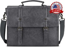 Maletín Para Laptop , Maletín De Cuero Con Clutch Para Portátil 15.6 Inch (Gris) picture