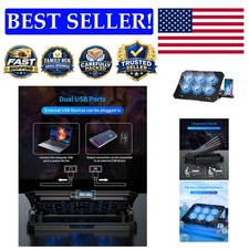 Portable Laptop Cooler with Dual USB Ports and 6 Fans - Stylish Blue Lights picture