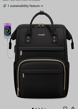 LOVEVOOK Black Solid Laptop Backpack 15.6 in Padded Compartment USB Port picture