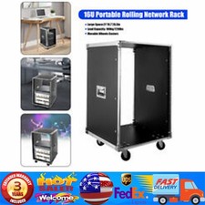 19 Inch 16U 4 Post Server Rack Open Frame Rolling Network Data Rack w/ Casters~ picture