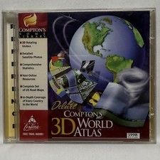 Compton’s Deluxe 3D World Atlas 1998 PC CD-ROM Vintage Educational Software VGC picture