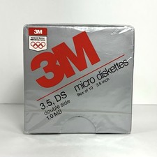 VTG 3M 12042 3.5” DS 1.0 MB Micro Diskettes Floppy Disks Sealed Box Of 10- Japan picture