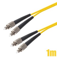 1M FC to FC UL Single Mode Duplex 9/125 Fiber Optic Optical Cable OFNR Yellow picture