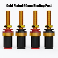 4pcs 24K Gold Plated High-end Brass Binding Post Set Screw/Solder 4.5mm Core New picture