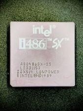 Intel A80486SX-25 SX514 LOWPOWER old date very rare vintage CPU GOLD picture