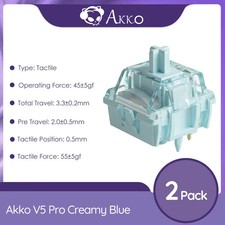 Akko V5 Creamy Blue Pro Switches (90 pcs) - Tactile, Thocky, 5-Pin, Mechanical picture