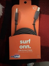 surf onn. USB-A Male to USB-B Male Printer Cable, 10 ft Black Round USB picture
