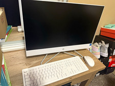 HP All-in-One Desktop PC w/ White Keyboard & Mouse, White, Office/Casual picture