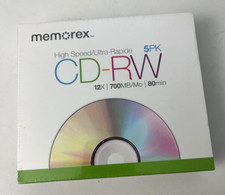 Memorex 5 Pack High Speed 12x CD-RW Media 700MB 80min Sealed In Slim Cases picture