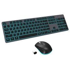 Wireless Keyboard and Mouse RGB Backlit Combo, Slim & Quiet, Rechargeable, Li... picture