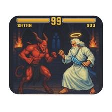 Satan vs God Arcade Fight Mouse Pad Retro Pixel Battle Street Fighter II Gaming picture