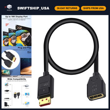 54Gbps DisplayPort Extension Cable 1.5FT, Male to Female, 16K@30Hz, 8K@120Hz, HD picture