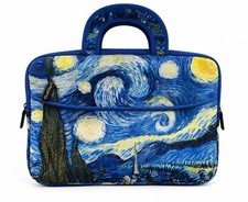 MOFO Starry Night Laptop Sleeve Carry Case 12x8 Zip Padded Handle Blue Van Gogh picture
