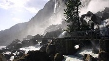Landscape nature bridge waterfall mountains trees Custom Gaming Mat Desk picture