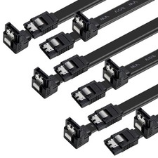 6 Pack Black 180-90 Degree 6Gbps SATA III Right Angle PC Cable Bundle Set picture