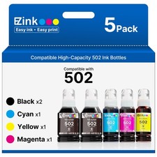 E Z Ink 502 Ink Refill Bottles 5 Pack For Epson Ecotank Printers 140Ml 70Ml picture