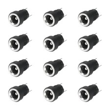 12pcs DC5525 Power Jack, 30V 0.5A 10x10x18mm 2 Pin with Nut Washer, Black picture