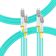 OM4 LC Fiber Patch Cable Multi Mode Optic Jumper Cord 50/125um 10M 33FT 2 PCS picture