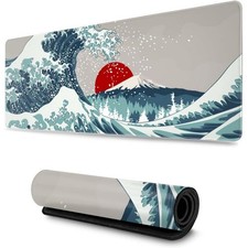 Japanese Wave Red Sun large gaming desk mouse pad 31.5 X 11.8 inch picture