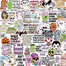 Vemfare 100 Pcs Halloween Stickers 2x2 inches, Sarcastic picture