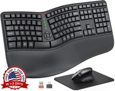 Teclado y ratón inalámbricos ergonómicos con ratón vertical, recargables NEW US picture
