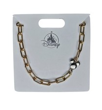 2026 Disney Parks Mickey Mouse Ear Icon Gold Tone Chain Link Necklace picture