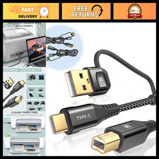 High-Speed 2-in-1 USB-A/C to USB-B Printer Cable, Braided 6.6ft, 2-Pack picture