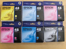 04-2016 Set 6 Genuine Epson 48 Ink T048 T0481-T0486_R200/220/300/320 RX500/600 picture