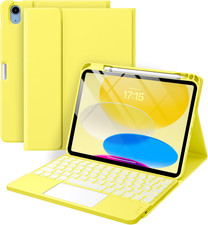 Harvopu for iPad A16 11th/10th Generation Case with Keyboard, Folio Cover-Yellow picture