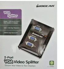 New Sealed IOGear GVS62 2-Port VGA Splitter Multiplier 1920 x 1440 1:2  picture